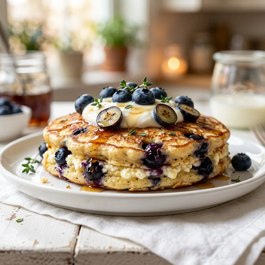 Viral Cottage Cheese Blueberry Protein Pancakes Recipe