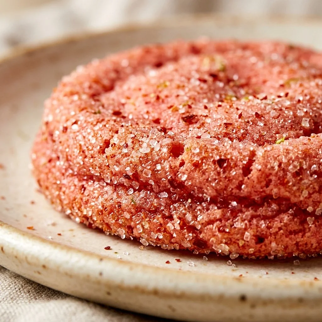 Watermelon sugar cookies sprinkled with Tajín for a flavorful summer treat.