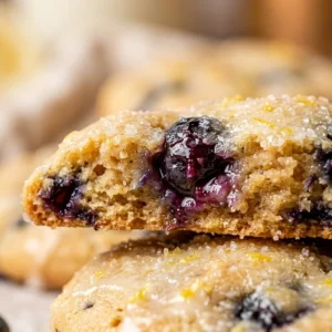 Freshly baked lemon blueberry cookies with a bright, zesty flavor