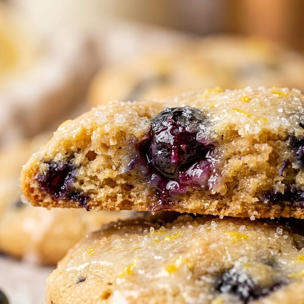 Freshly baked lemon blueberry cookies with a bright, zesty flavor