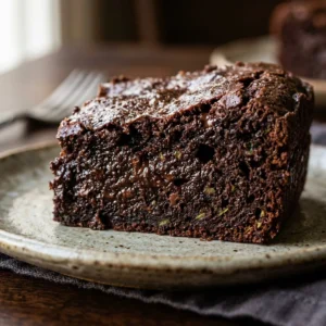 Deliciously fudgy zucchini brownies topped with chocolate