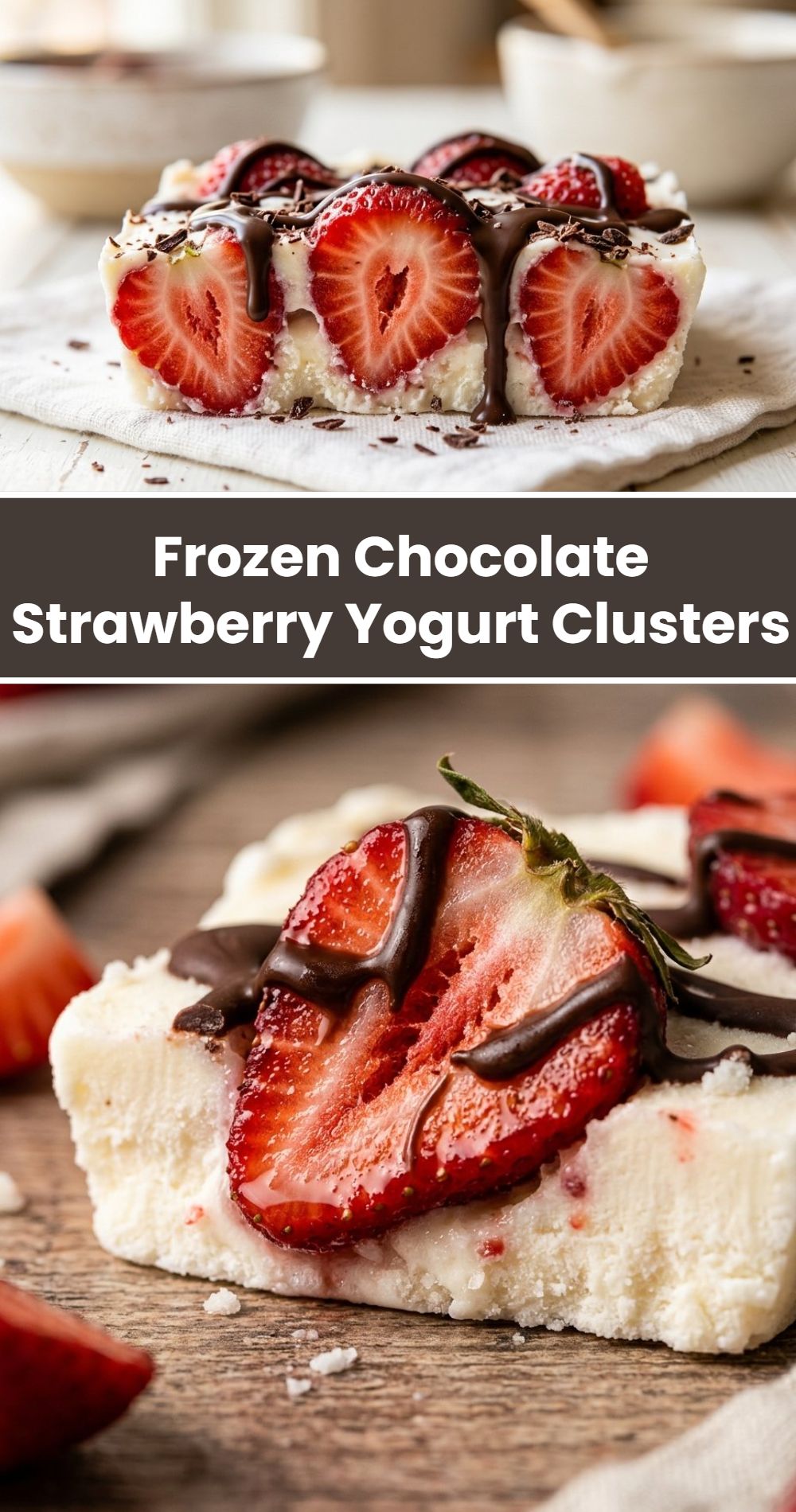 Frozen Chocolate Strawberry Yogurt Clusters