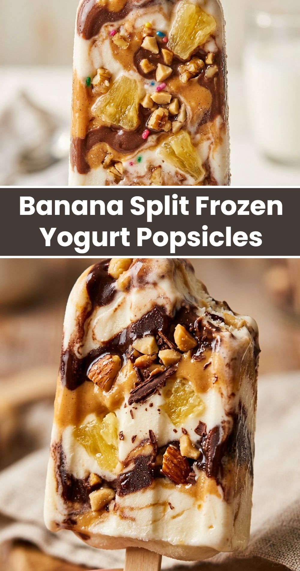 Banana Split Frozen Yogurt Popsicles