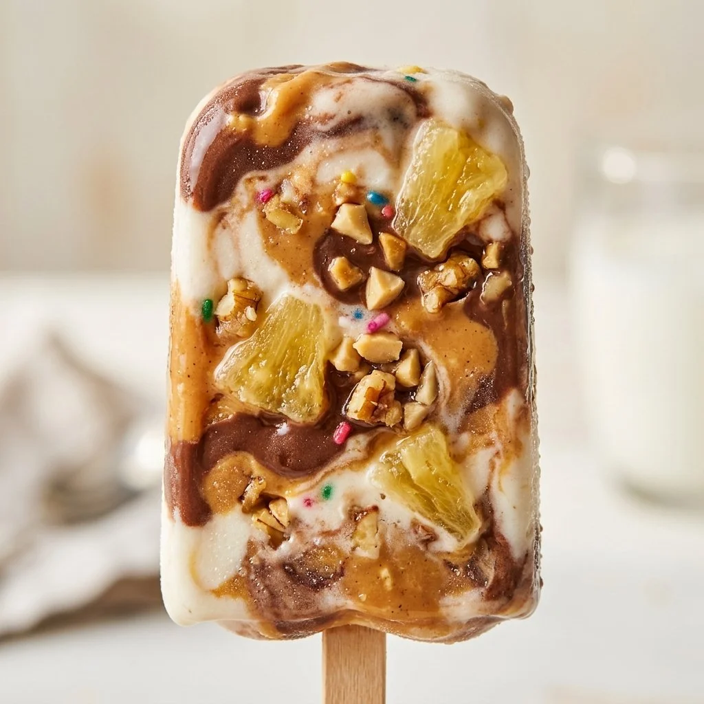 Banana Split Frozen Yogurt Popsicles