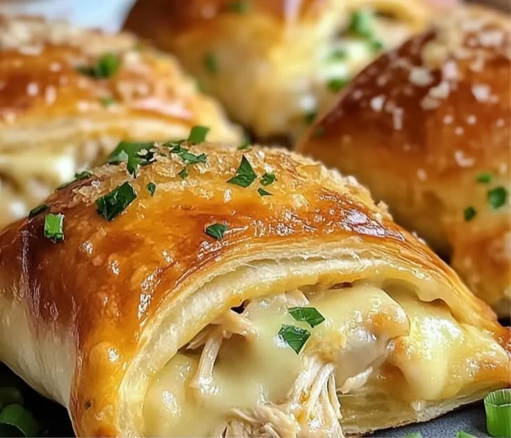 Chicken stuffed crescent rolls fresh out of the oven