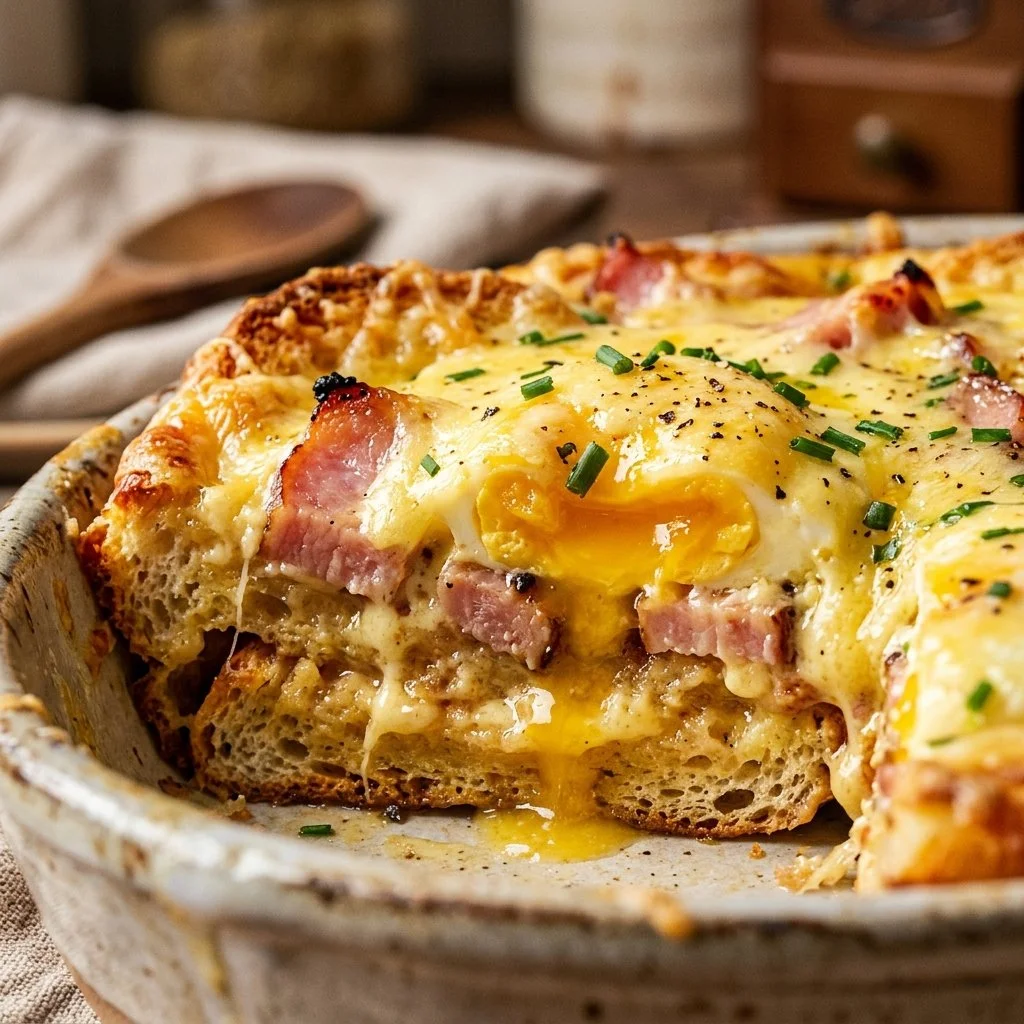 Delicious Eggs Benedict Casserole prepared by Joanna Gaines