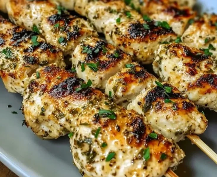 Grilled Ranch Garlic Parmesan Chicken Skewers
