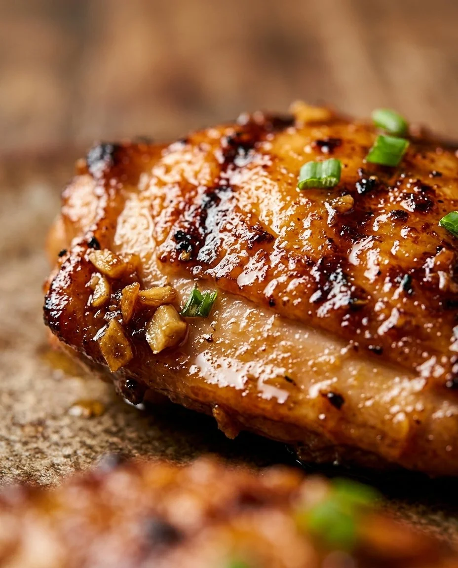 Huli Huli Chicken grilled with a tasty marinade, served on a plate.