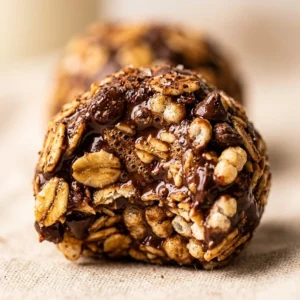 No-bake chocolate crunch protein balls recipe with ingredients and benefits.