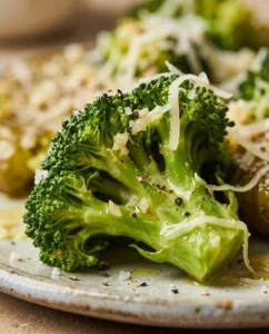 Delicious smashed broccoli topped with Parmesan cheese, perfect side dish