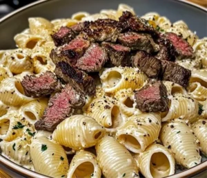 Delicious steak tips in zesty ranch shells ready to be served.