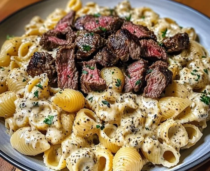 Zesty Ranch Shells with Steak Tips