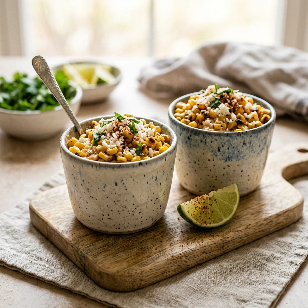 Air Fryer Spicy Elote Corn Cups