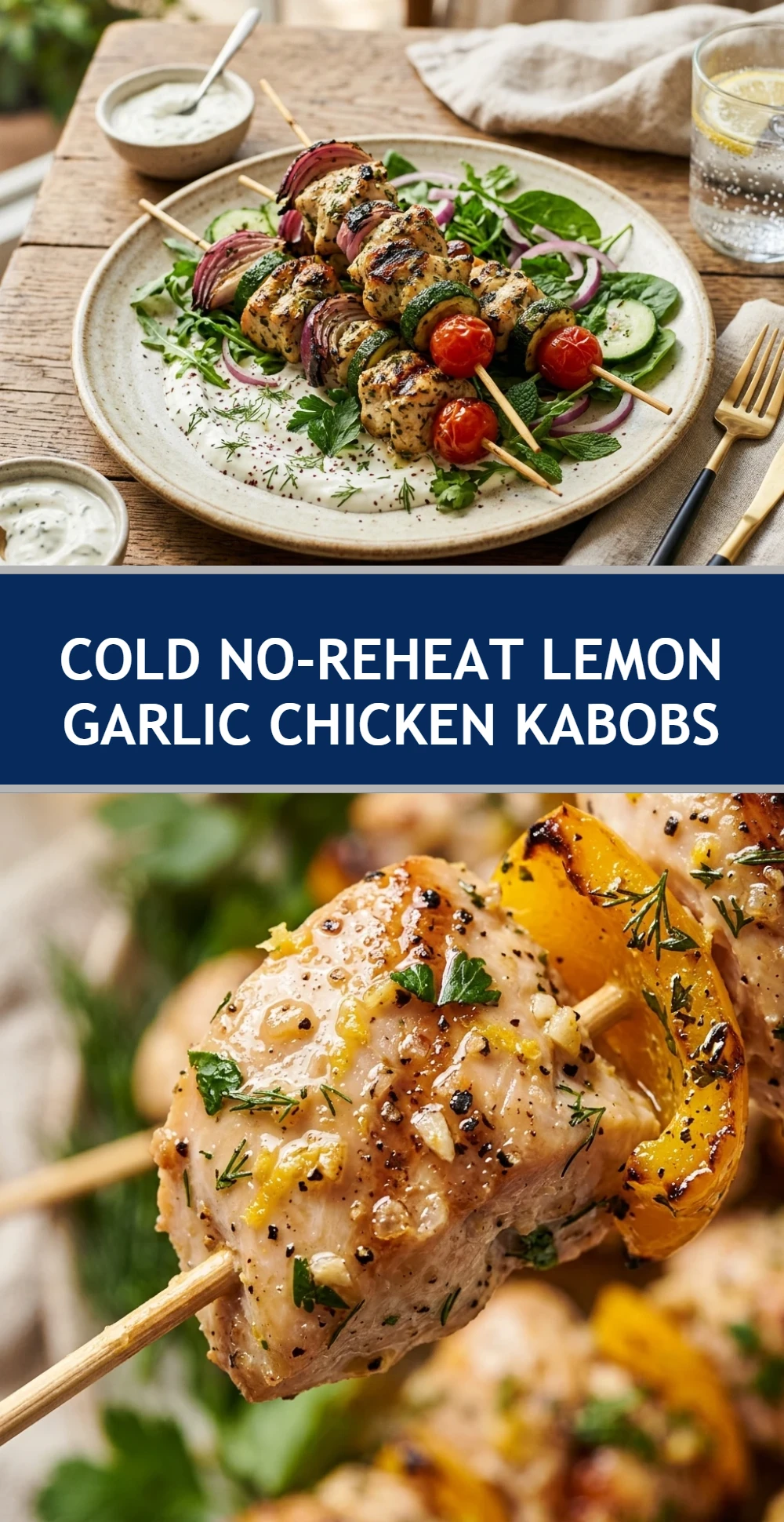 Cold No-Reheat Lemon Garlic Chicken Kabobs