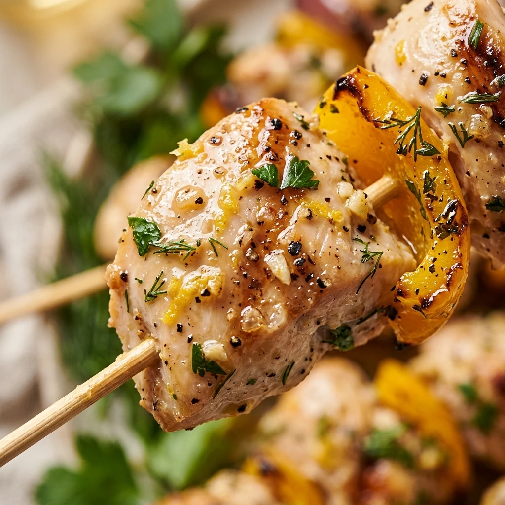 Cold No-Reheat Lemon Garlic Chicken Kabobs