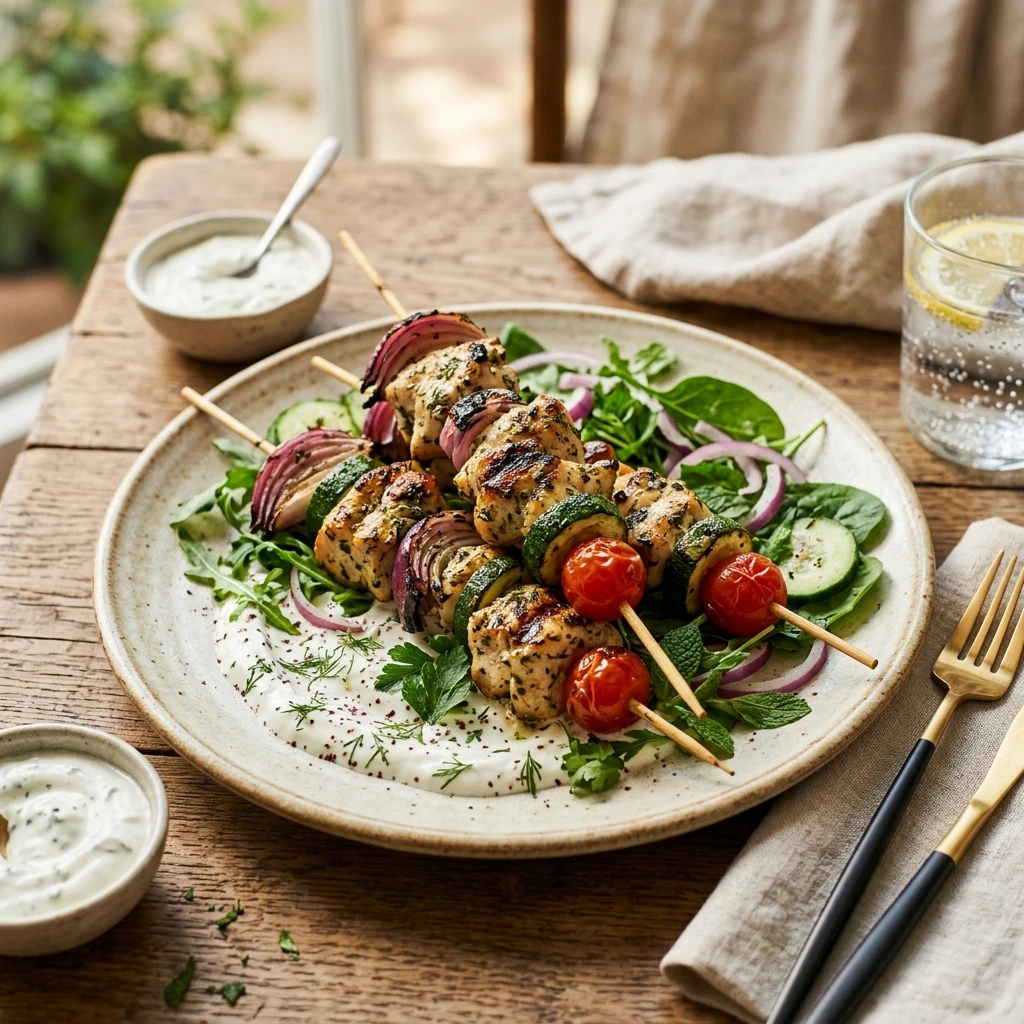 Cold No-Reheat Lemon Garlic Chicken Kabobs