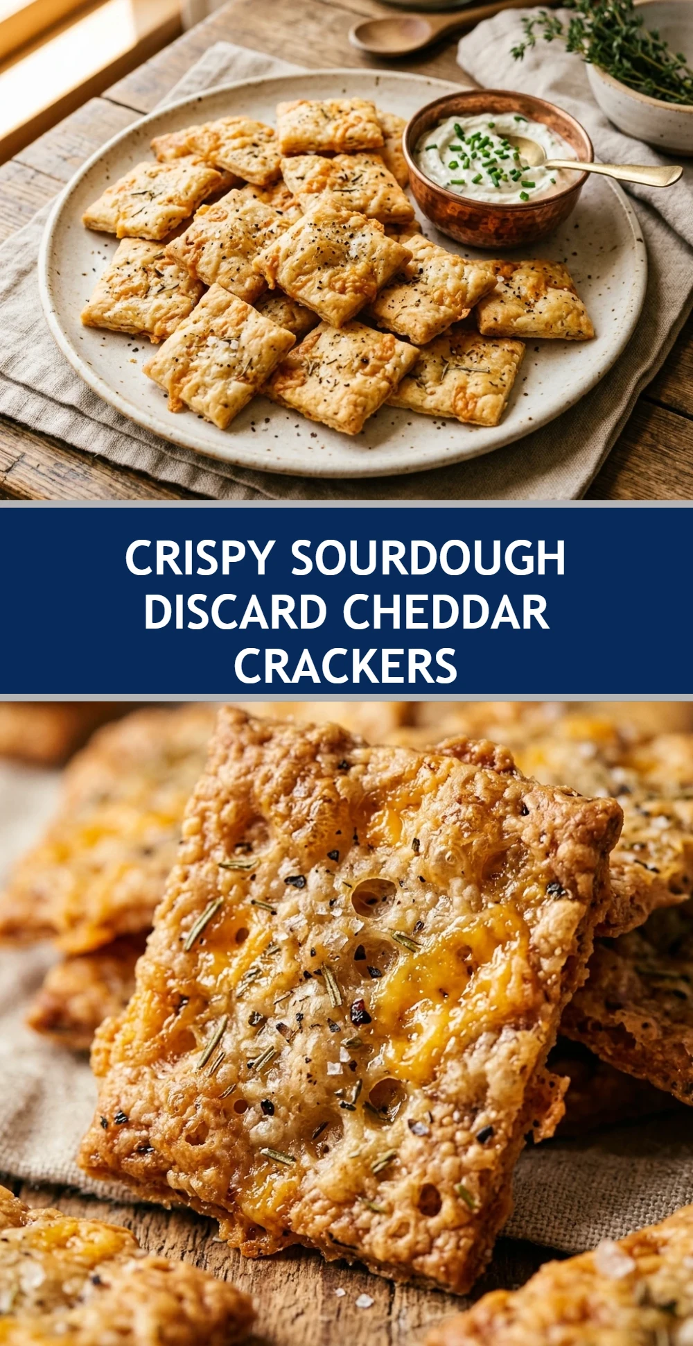 Crispy Sourdough Discard Cheddar Crackers
