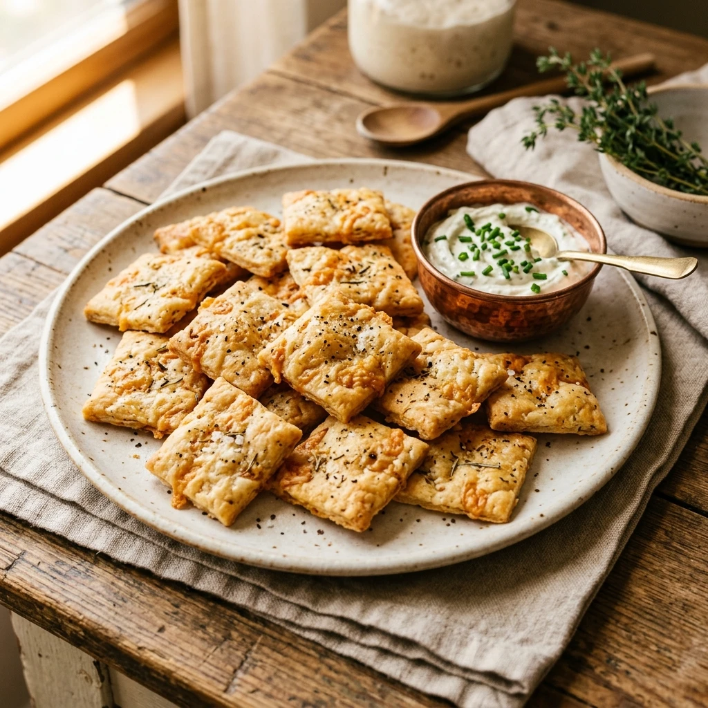 Crispy Sourdough Discard Cheddar Crackers