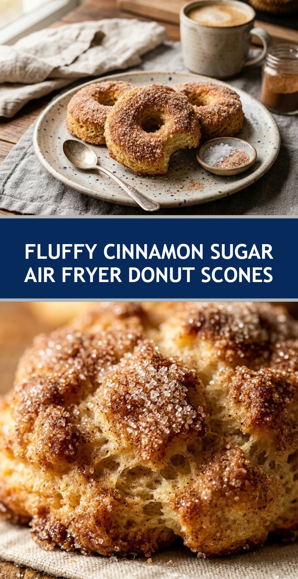 Fluffy Cinnamon Sugar Air Fryer Donut Scones