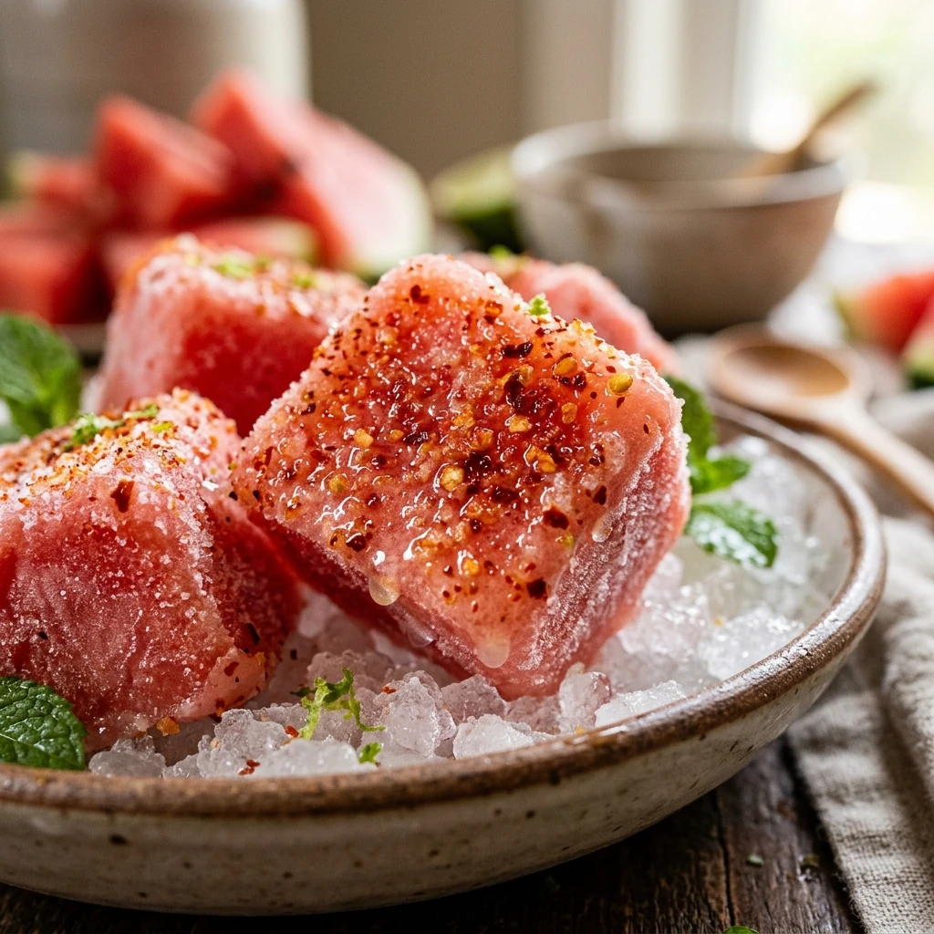 Frozen Yogurt Watermelon Tajin Bites