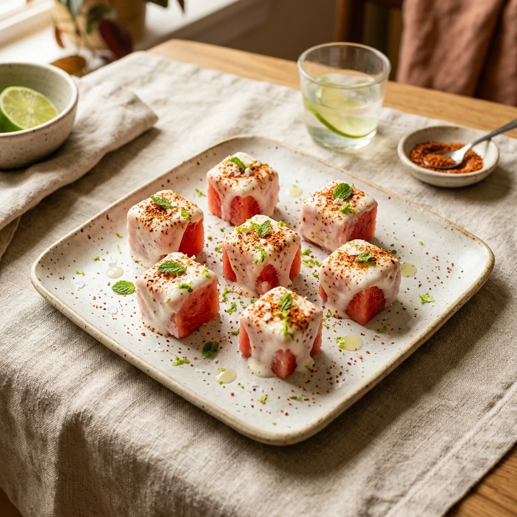 Frozen Yogurt Watermelon Tajin Bites