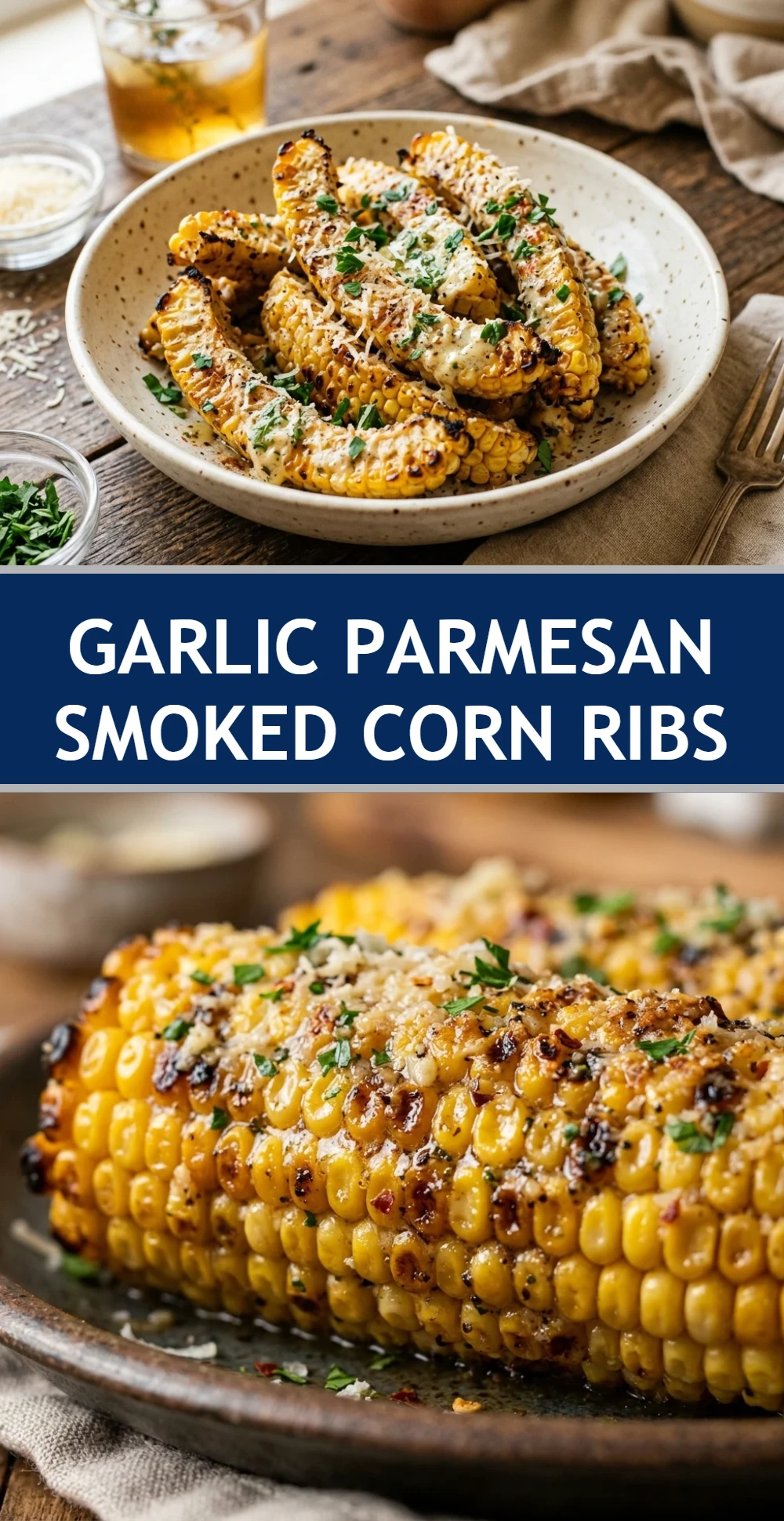 Garlic Parmesan Smoked Corn Ribs