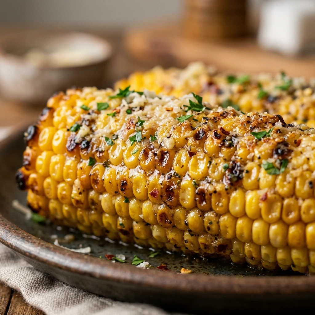 Garlic Parmesan Smoked Corn Ribs