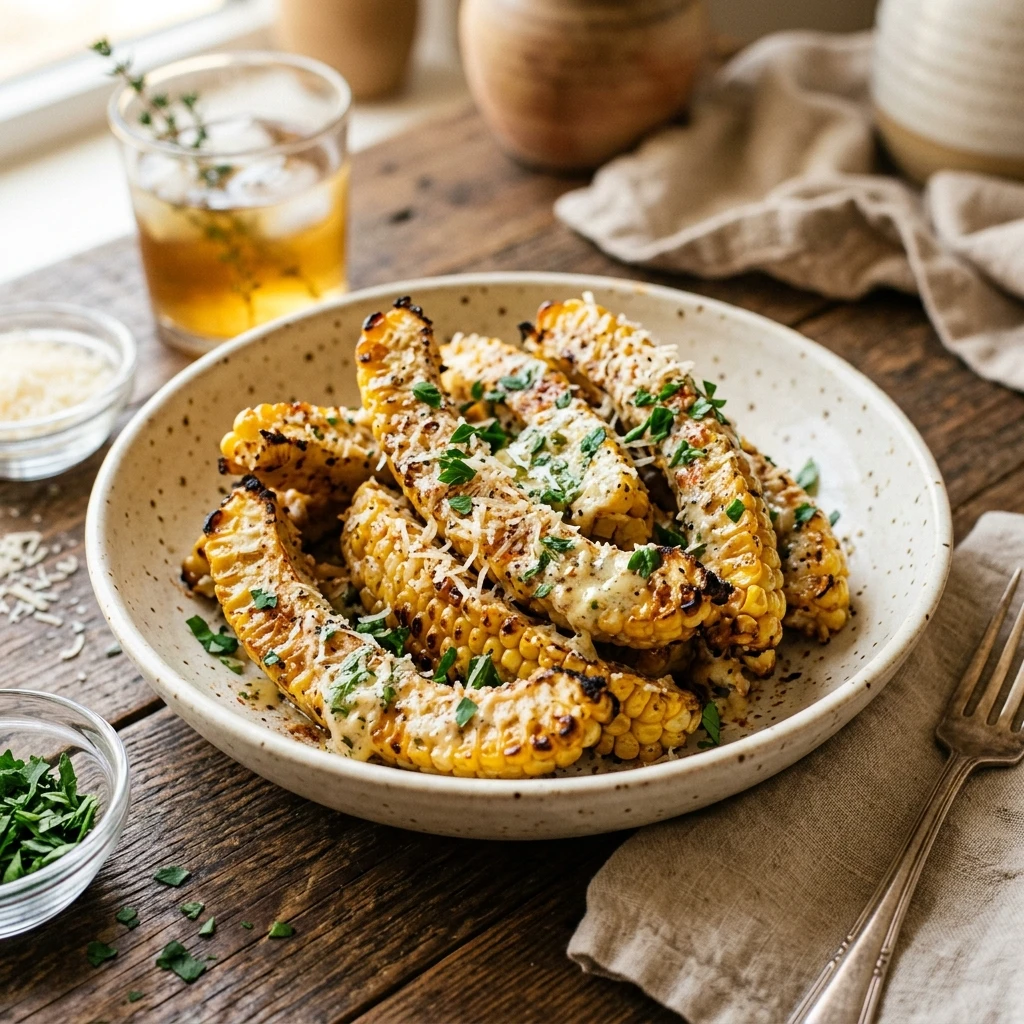Garlic Parmesan Smoked Corn Ribs