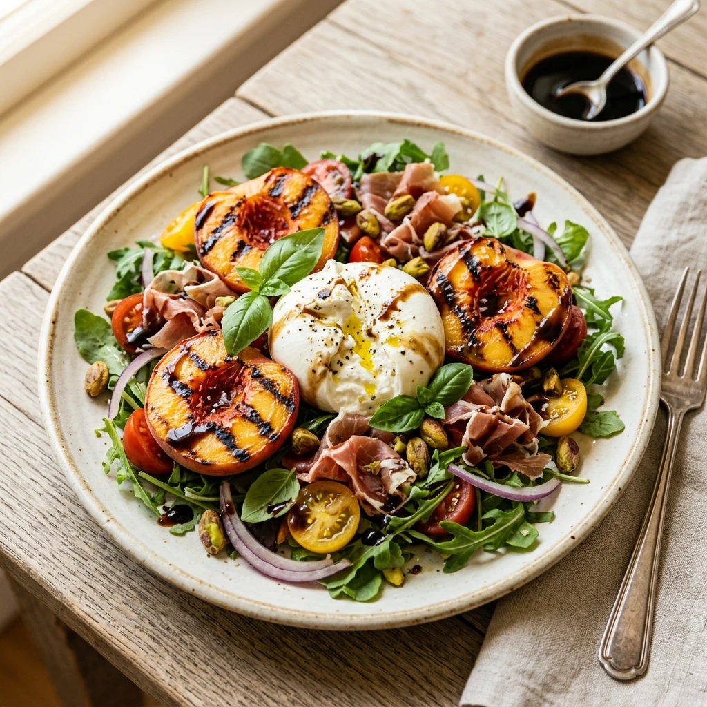 Grilled Peach Burrata Salad
