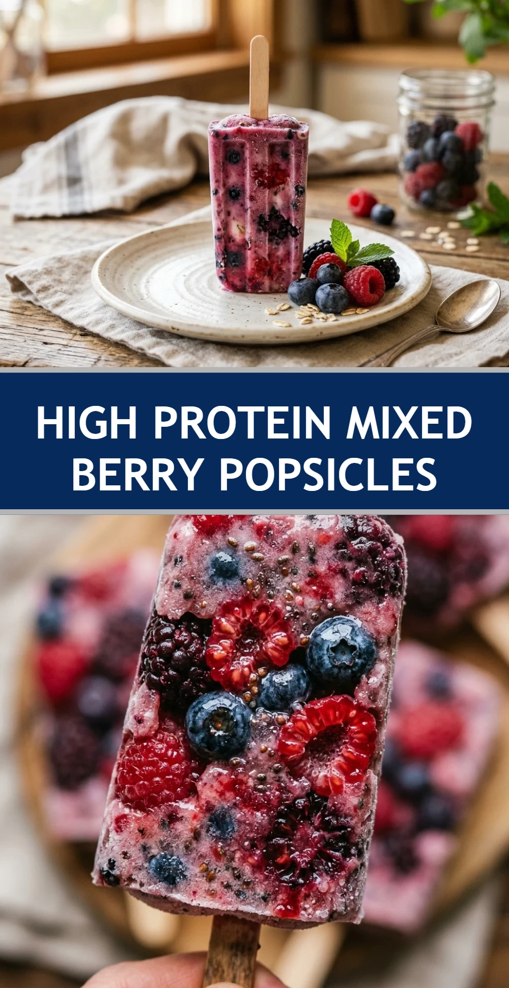 High Protein Mixed Berry Popsicles
