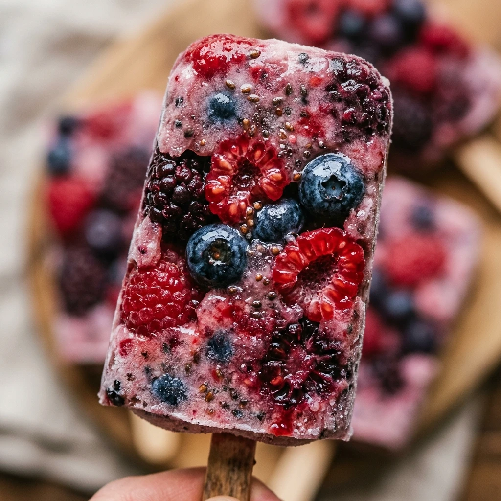 High Protein Mixed Berry Popsicles