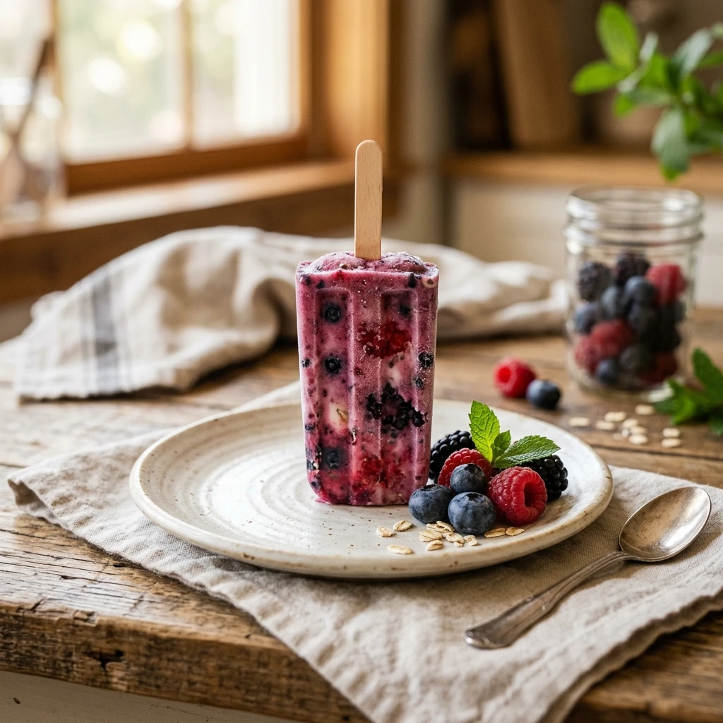 High Protein Mixed Berry Popsicles