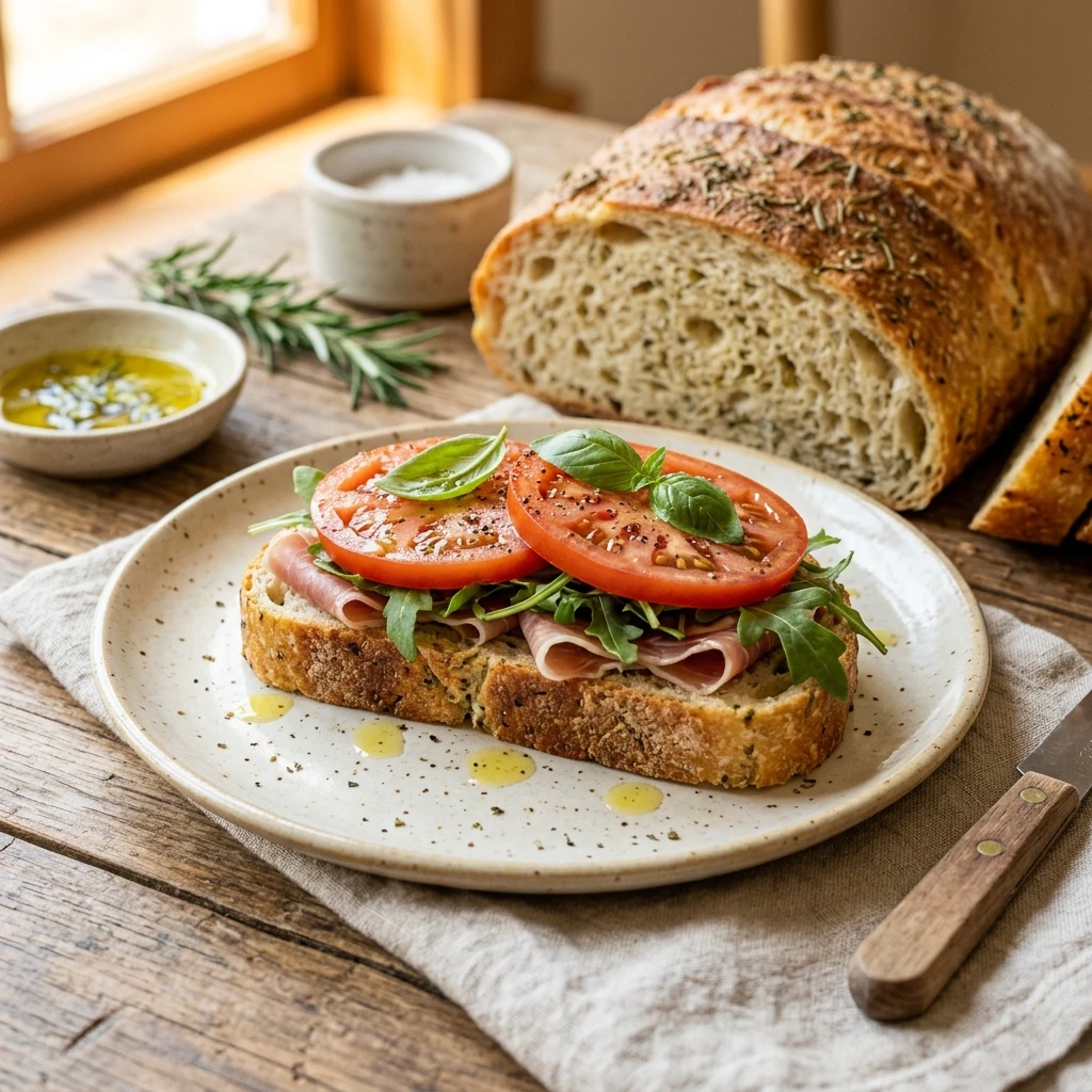 Italian Herb No-Knead Sandwich Bread