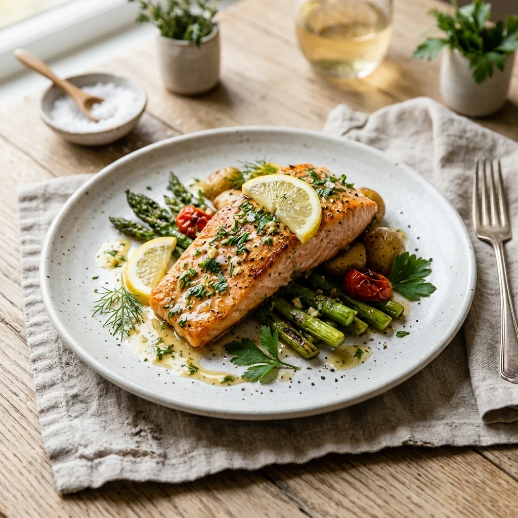 Lemon Herb Garlic Butter Salmon