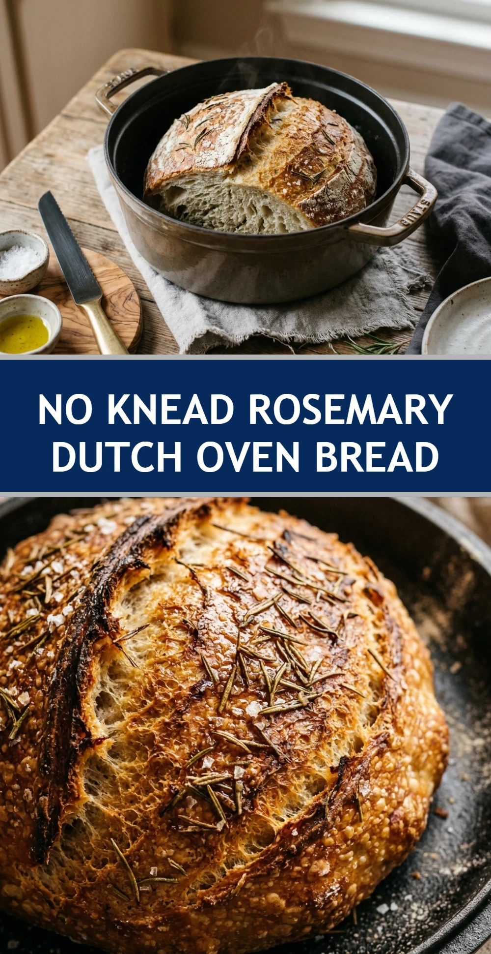 No Knead Rosemary Dutch Oven Bread