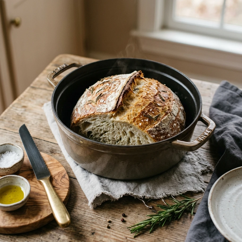 No Knead Rosemary Dutch Oven Bread
