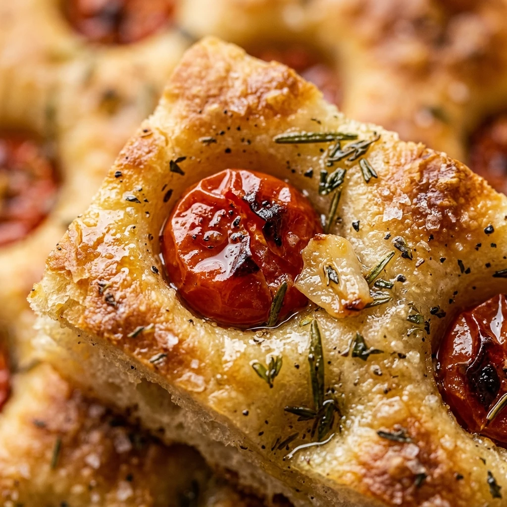 Roasted Cherry Tomato Garlic Focaccia