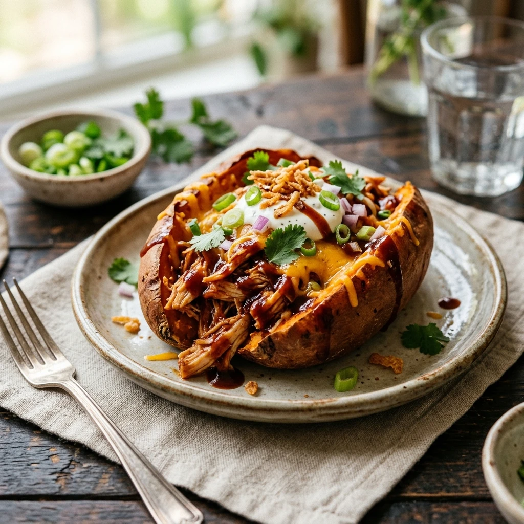 Smoky BBQ Chicken Stuffed Sweet Potato
