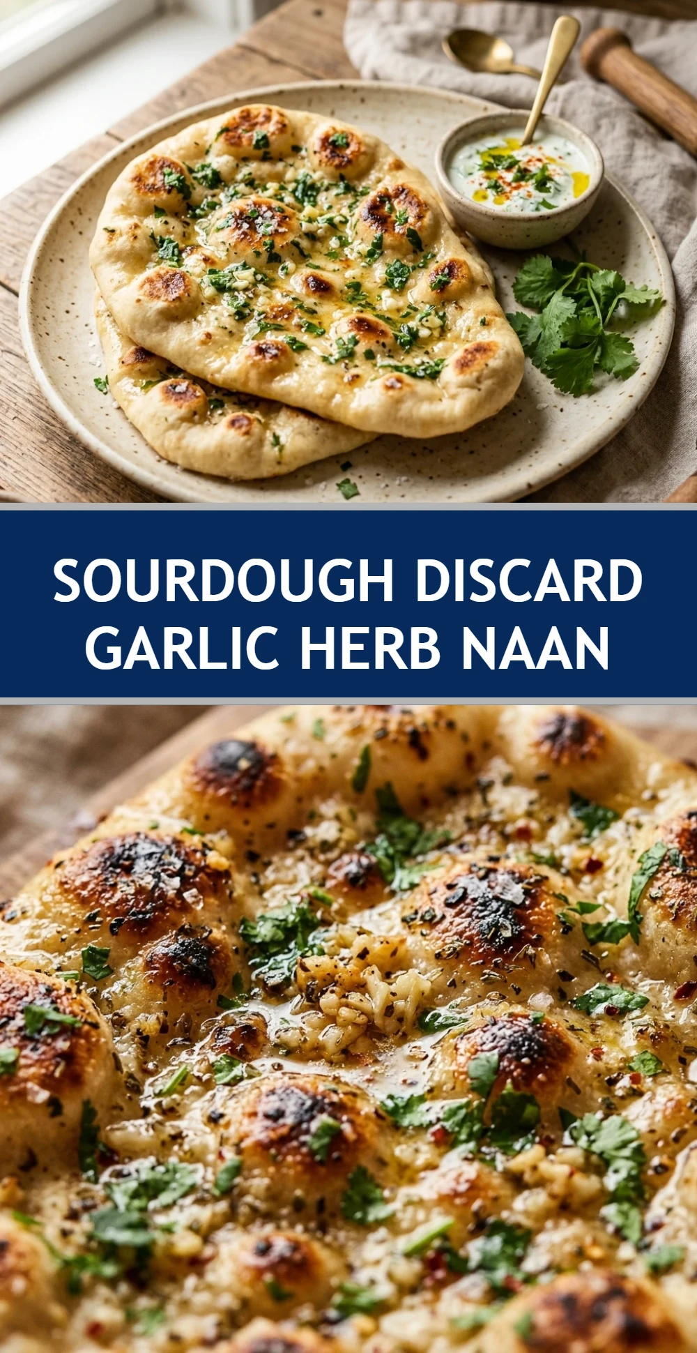 Sourdough Discard Garlic Herb Naan