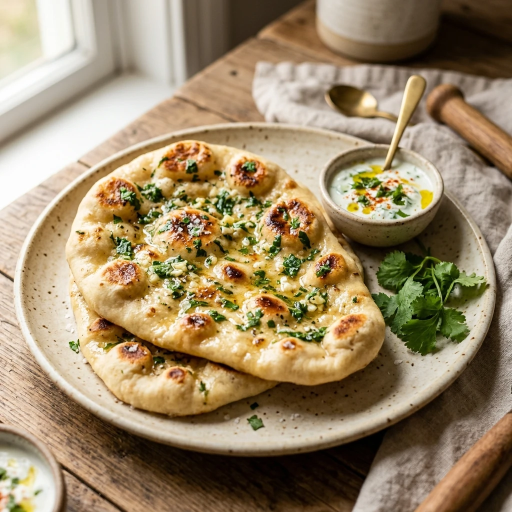 Sourdough Discard Garlic Herb Naan