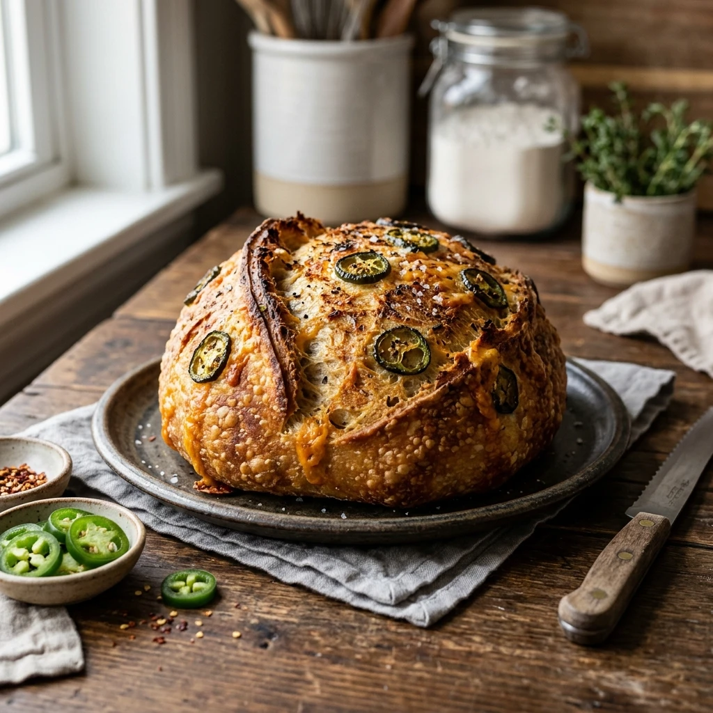 Spicy Jalapeno Cheddar Sourdough Loaf