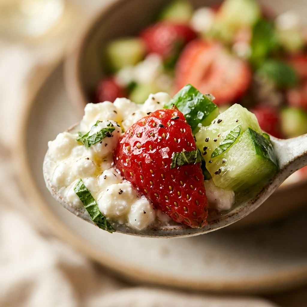 Strawberry Cucumber Cottage Cheese Salad
