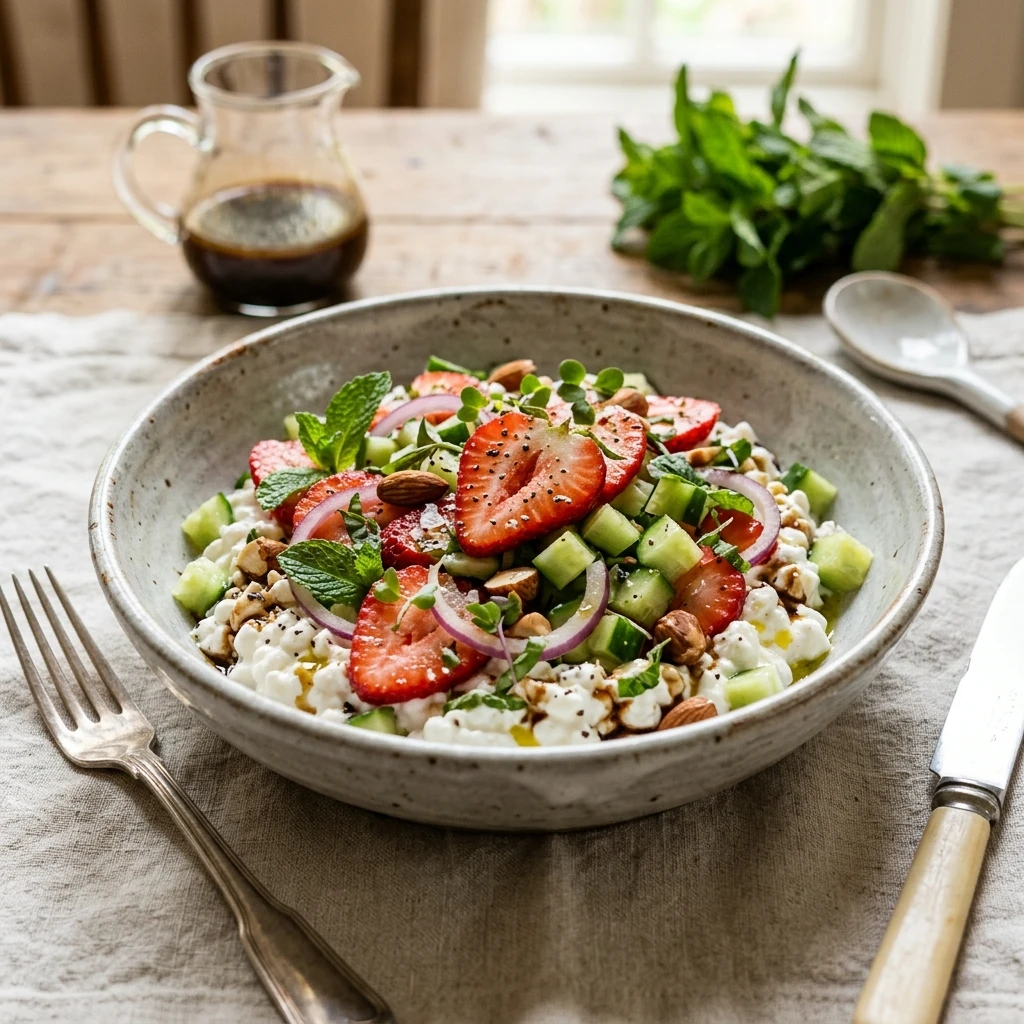 Strawberry Cucumber Cottage Cheese Salad