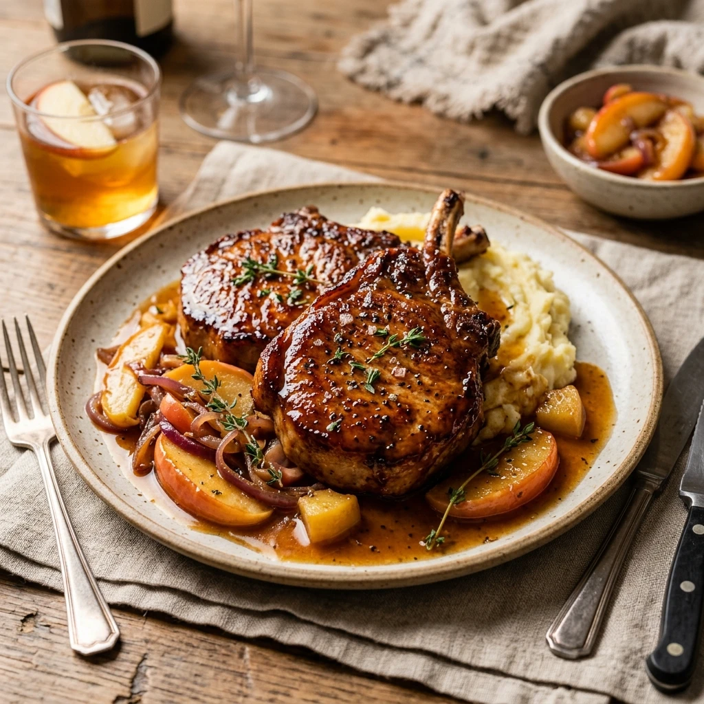 Apple Bourbon Pork Chops