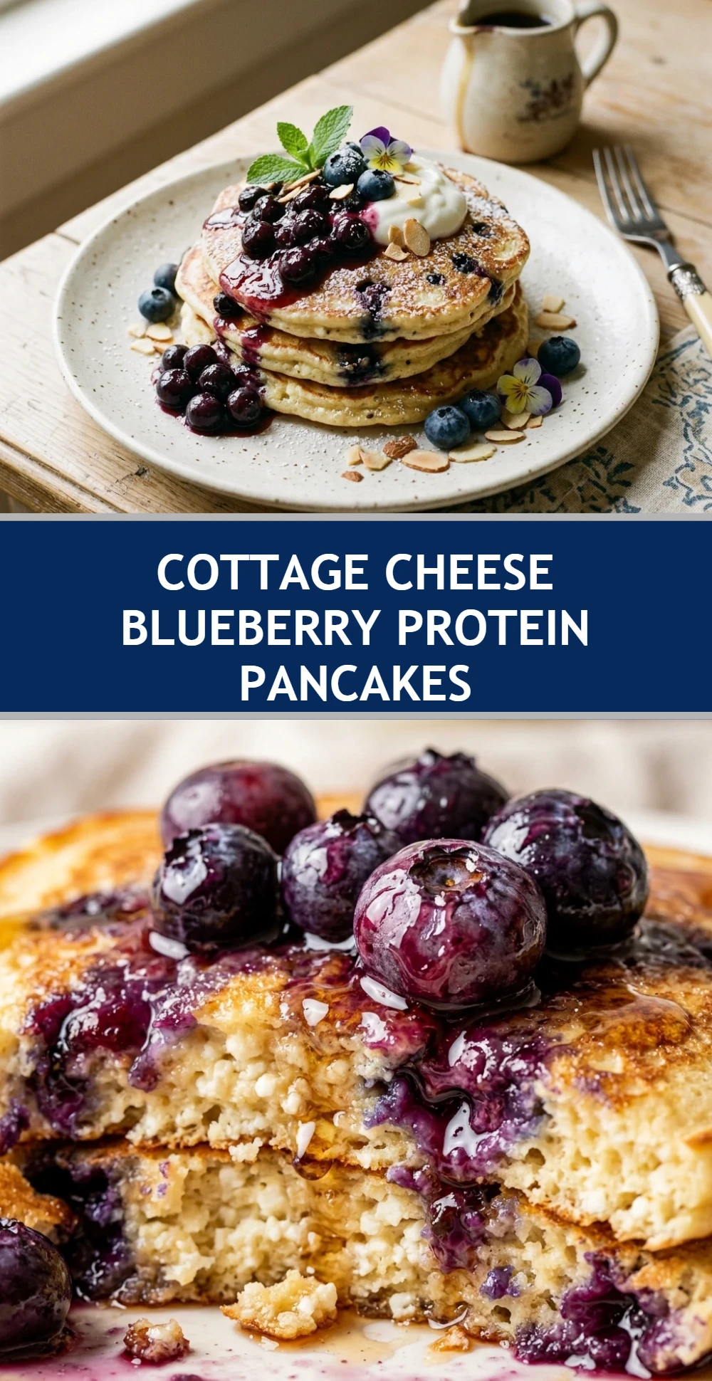 Cottage Cheese Blueberry Protein Pancakes