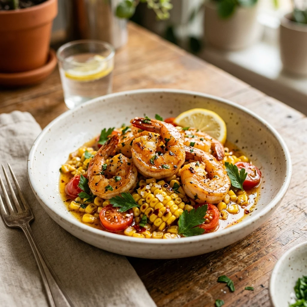 Garlic Butter Shrimp And Corn