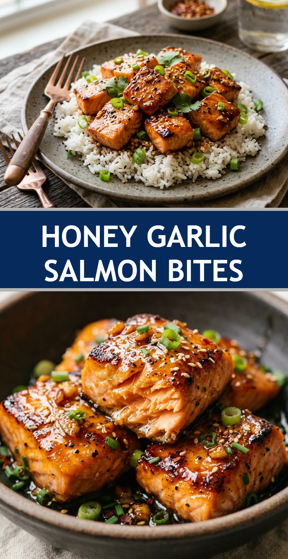 Honey Garlic Salmon Bites