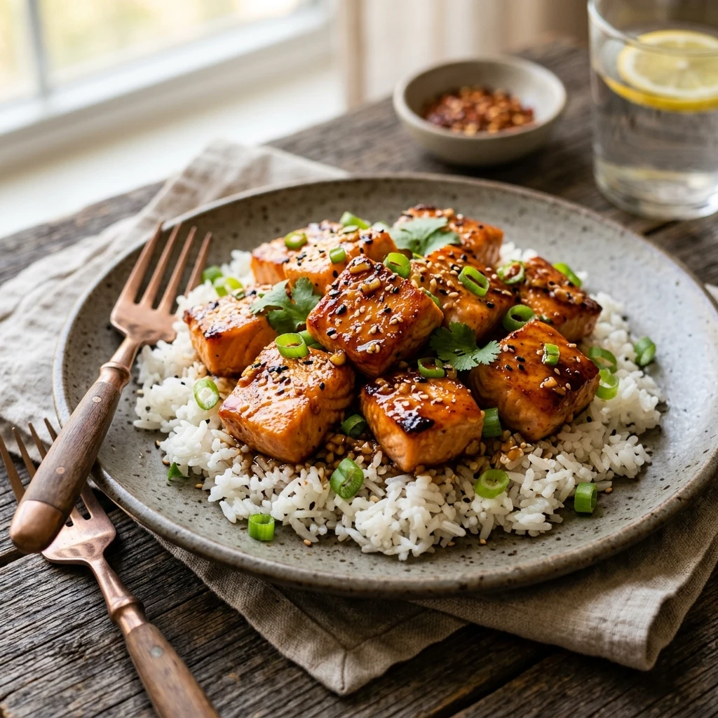 Honey Garlic Salmon Bites