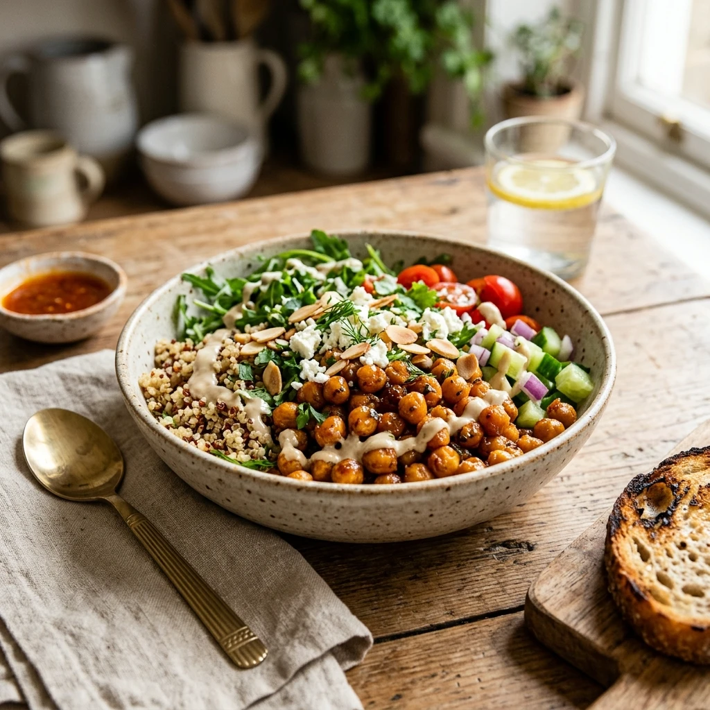 Honey Harissa Chickpea Bowl