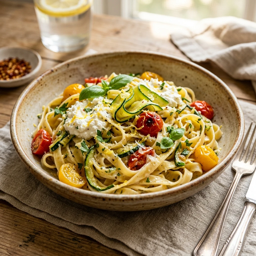Lemon Ricotta Pasta With Zucchini